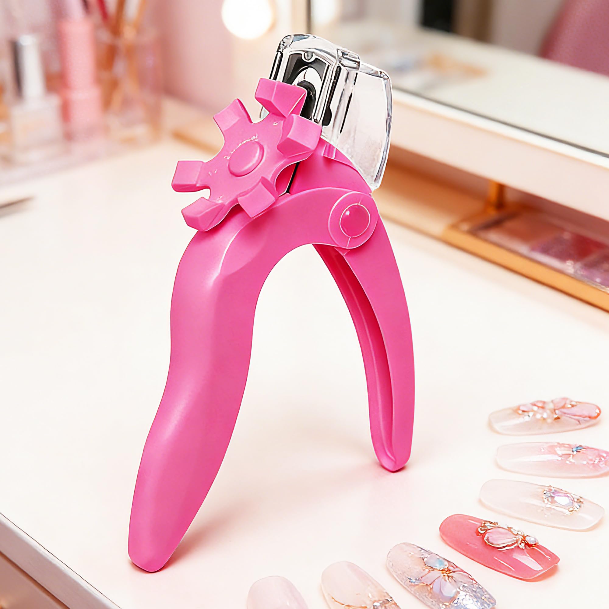 Nail Clippers Acrylic Nail Cutter Adjustable False Nail Clipper Professional Nail Trimmer Anti Splash Pink