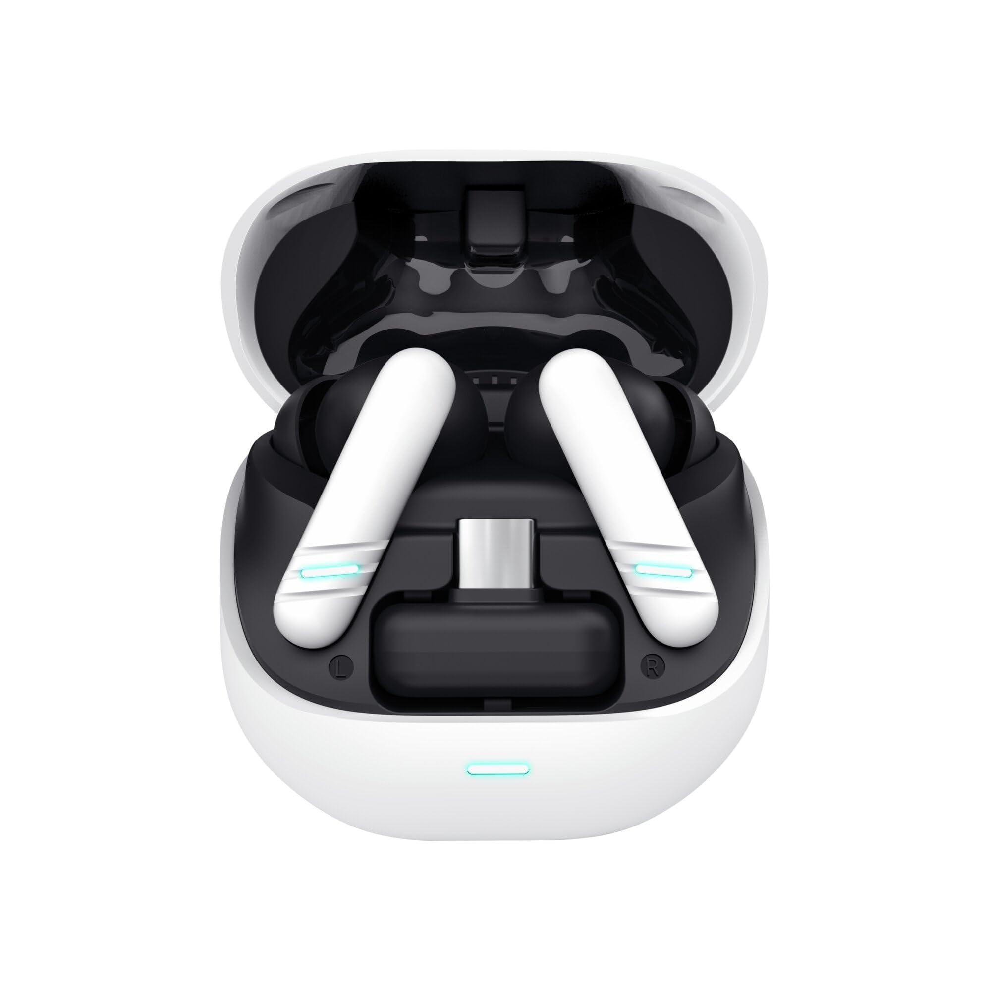 GXTrust 409 Oxxie In Ear Cuffie Bluetooth Gaming PS5 Switch PC Mobile, Auricolari Bluetooth o Ricevitore USB-C 2,4 Ghz Bassa Latenza, 4 microfoni ENC, 25 Ore di Autonomia, Earphones Wireless, Bianco
