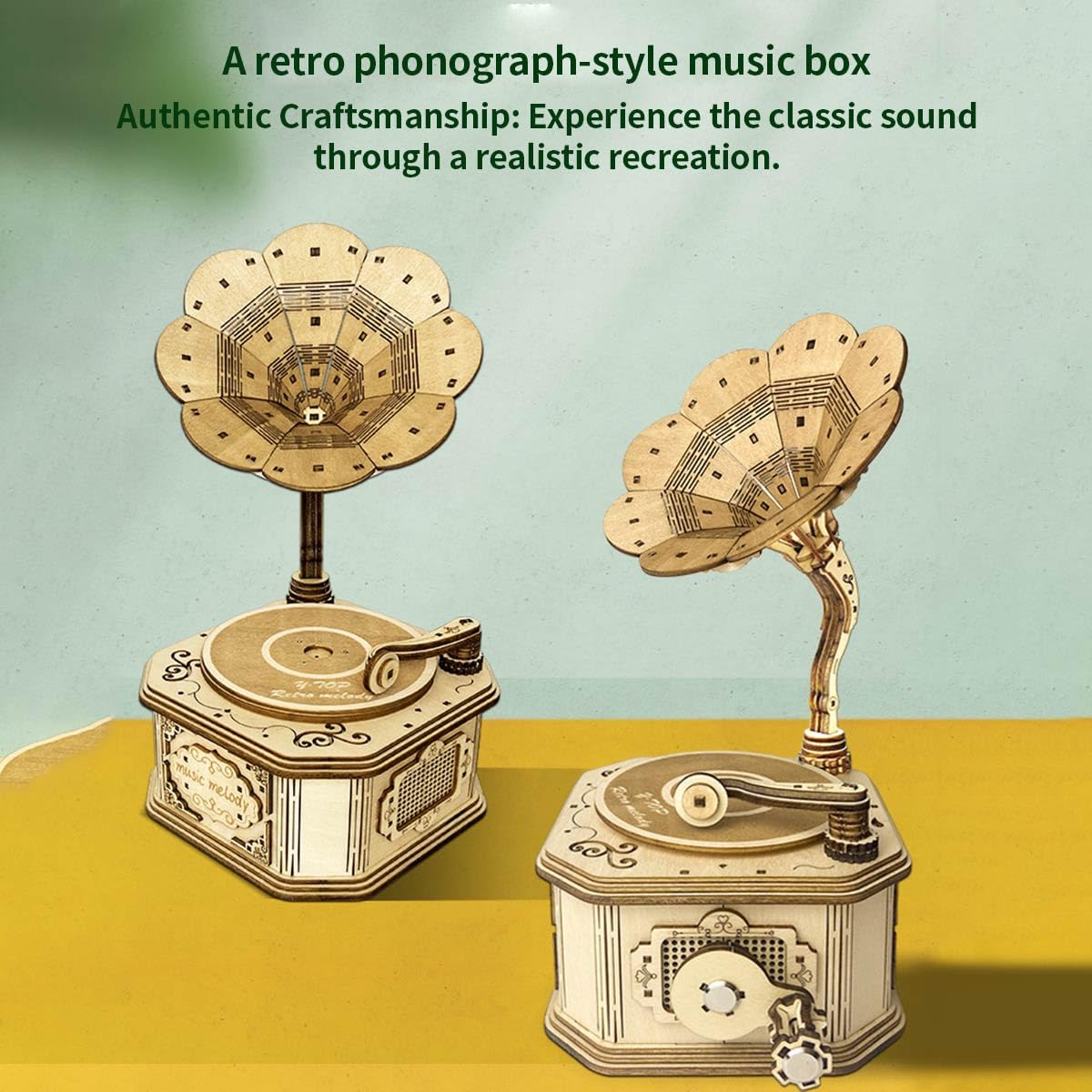 Amazon | JHSFsfX 3D木製レトロ蓄音機オルゴールモデルキット