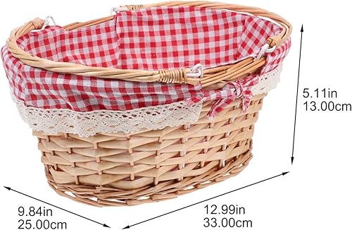 Miniatura 3 de Ipetboom Cesta de almacenamiento tejida de sauce con asas plegables dobles y forro de manta, cesta de dulces de Pascua para almacenamiento y