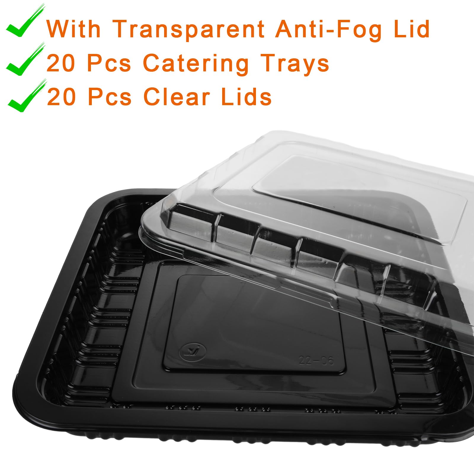 Set Vassoi Per Feste AZKEEGREY 20 Vassoi Plastica Con Coperchi - 26x19x5cm, Colorati Per Catering E Feste Vassoi Colorati Feste - 3