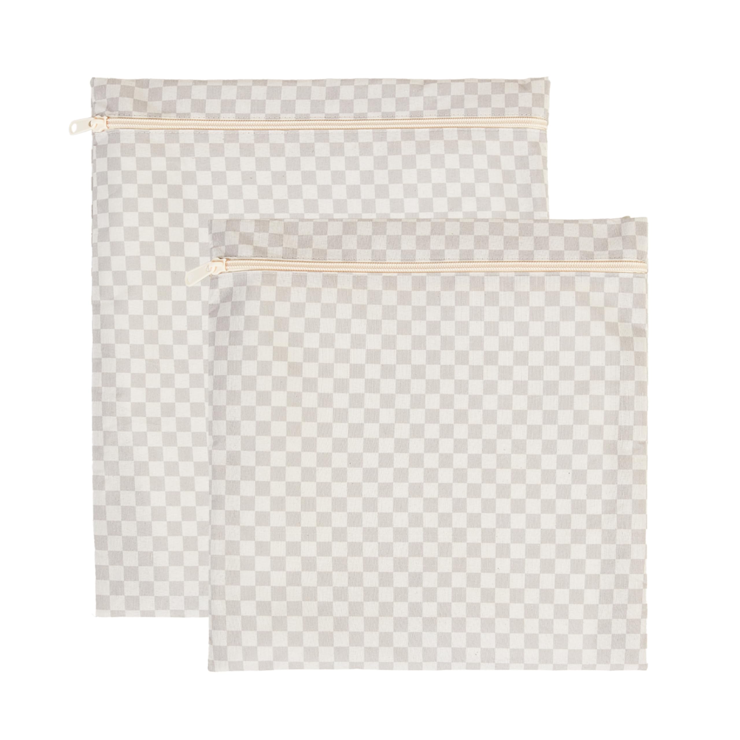 Ocean Home Textile 2'li Su Geçirmez Pvc Astarlı Gri Dama Desen Islak Kuru Çantası 28 x 30/30 x 36 cm