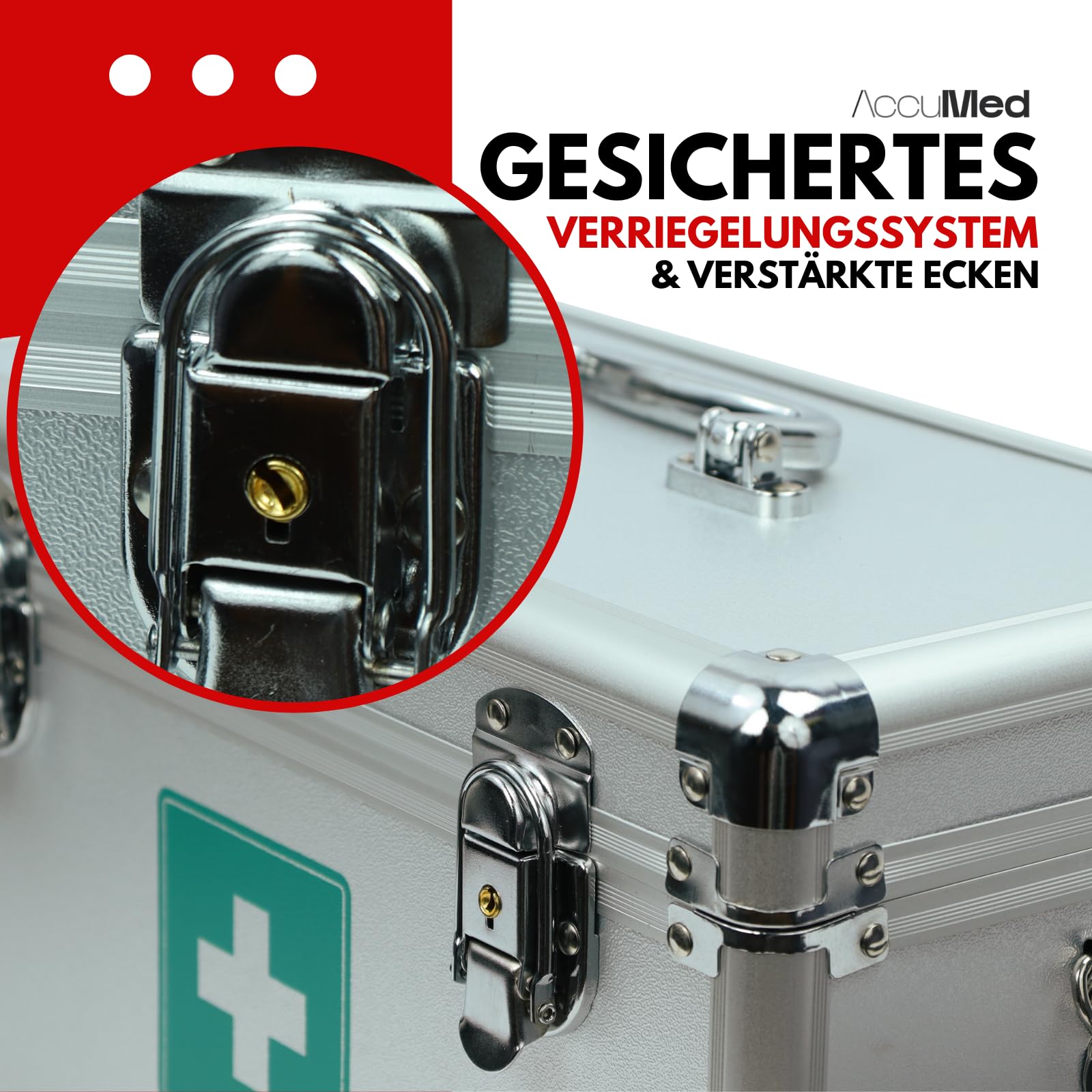 Magnet-Kauf Alu Medizinkoffer Erste Hilfe Koffer für Betriebe Sport Fussball Medizinbox leer abschließbar aus Metall Verbandskoffer Arzneikoffer