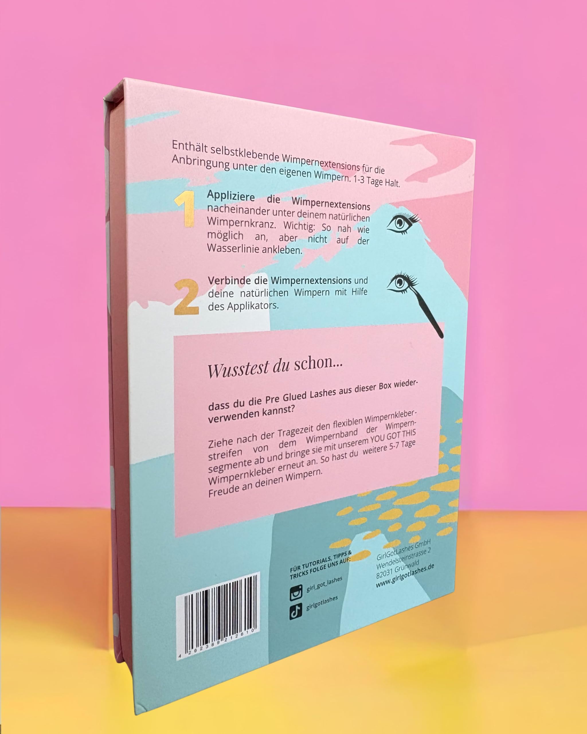 GirlGotLashes Pre Glued GGL Box - Estensione per ciglia autoadesive senza colla per la casa, 5 stili pre-infilati per 2 – 3 giorni – Ciglia fai da te Vegan Cruelty-Free – Non necessita di colla