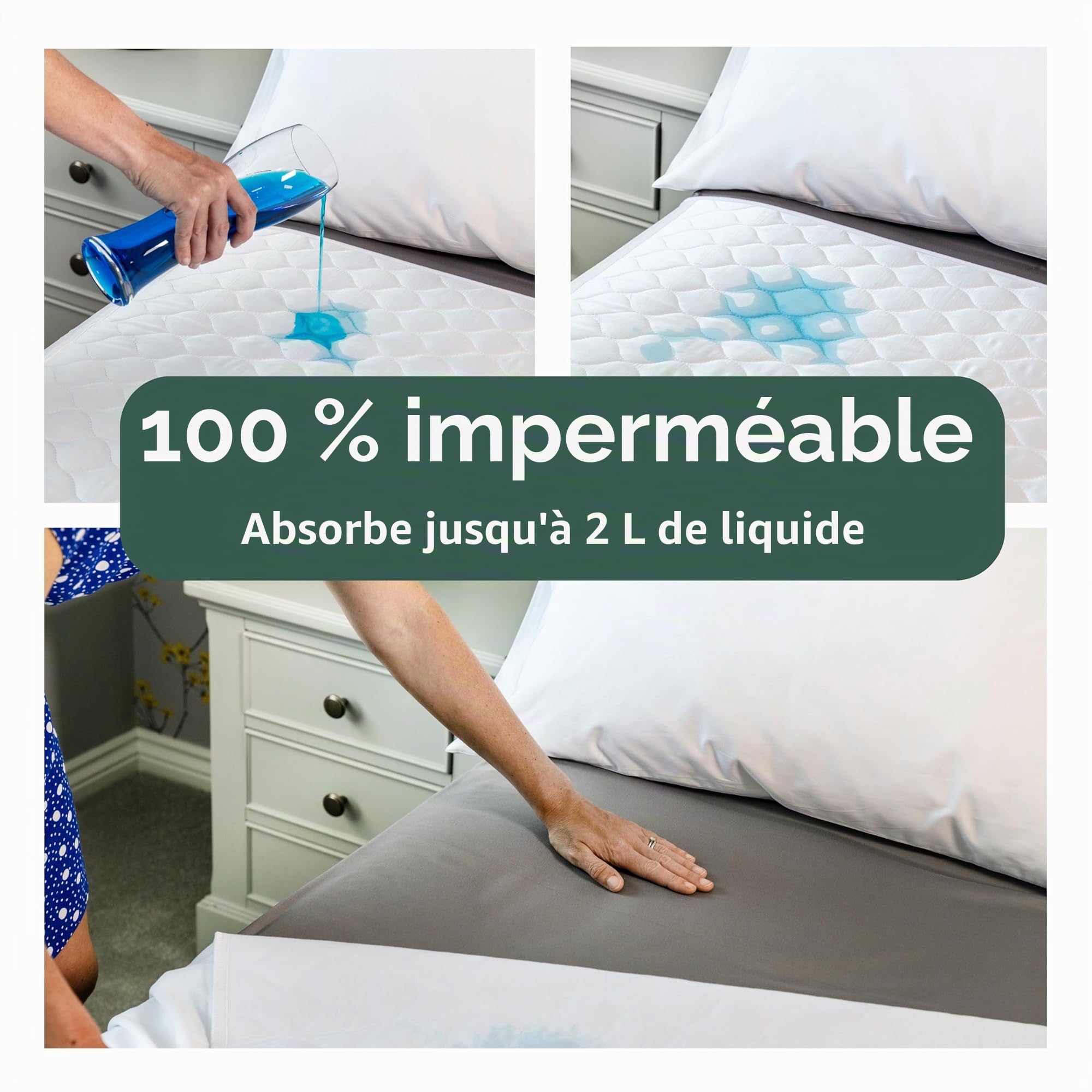 Hygge Sheets Alèse d'incontinence 86 x 91 cm – Protège-matelas lavable et imperméable en bambou avec 5 couches et côtés – Protège-lit réutilisable