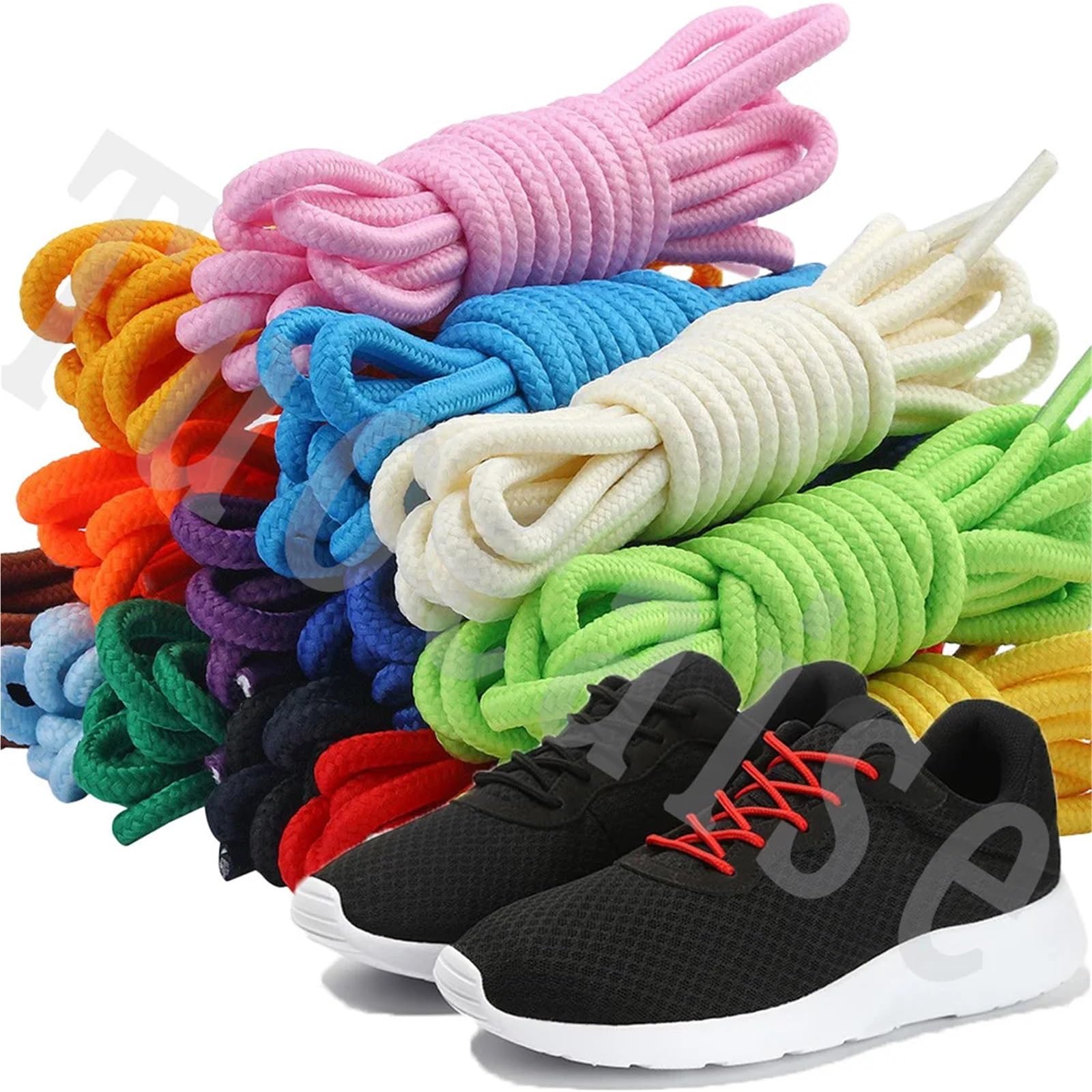 Lot de 14 paires de lacets ronds classiques solides et ronds en polyester résistant