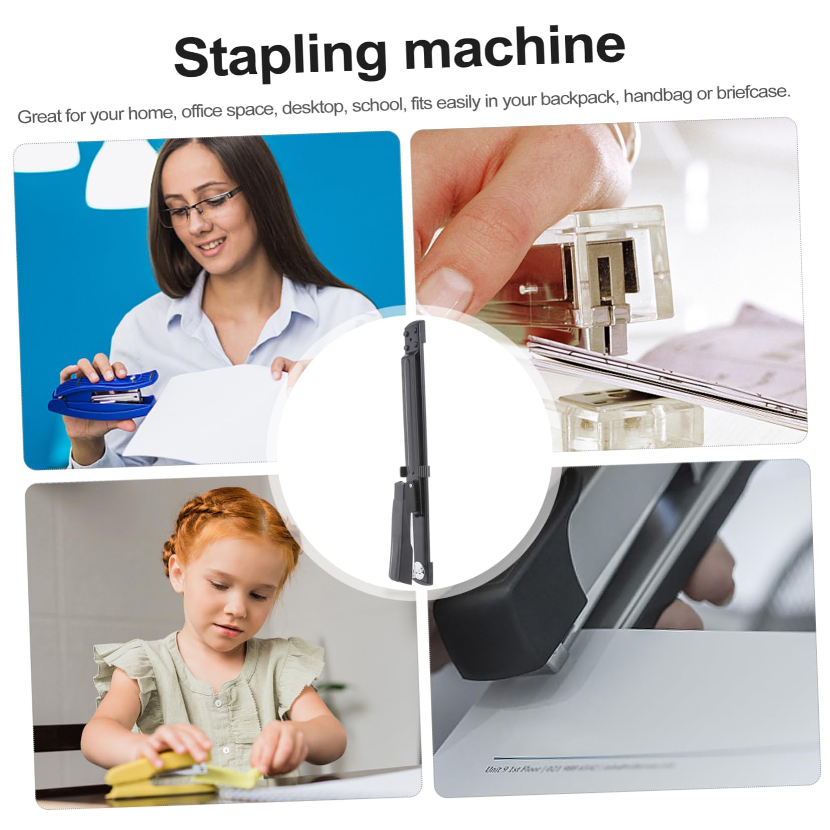 Cucitrice da Tavolo Lunga Braccio Portatile per Materiali Spessi in Metallo e Plastica per Scuola e Ufficio Colore Nero