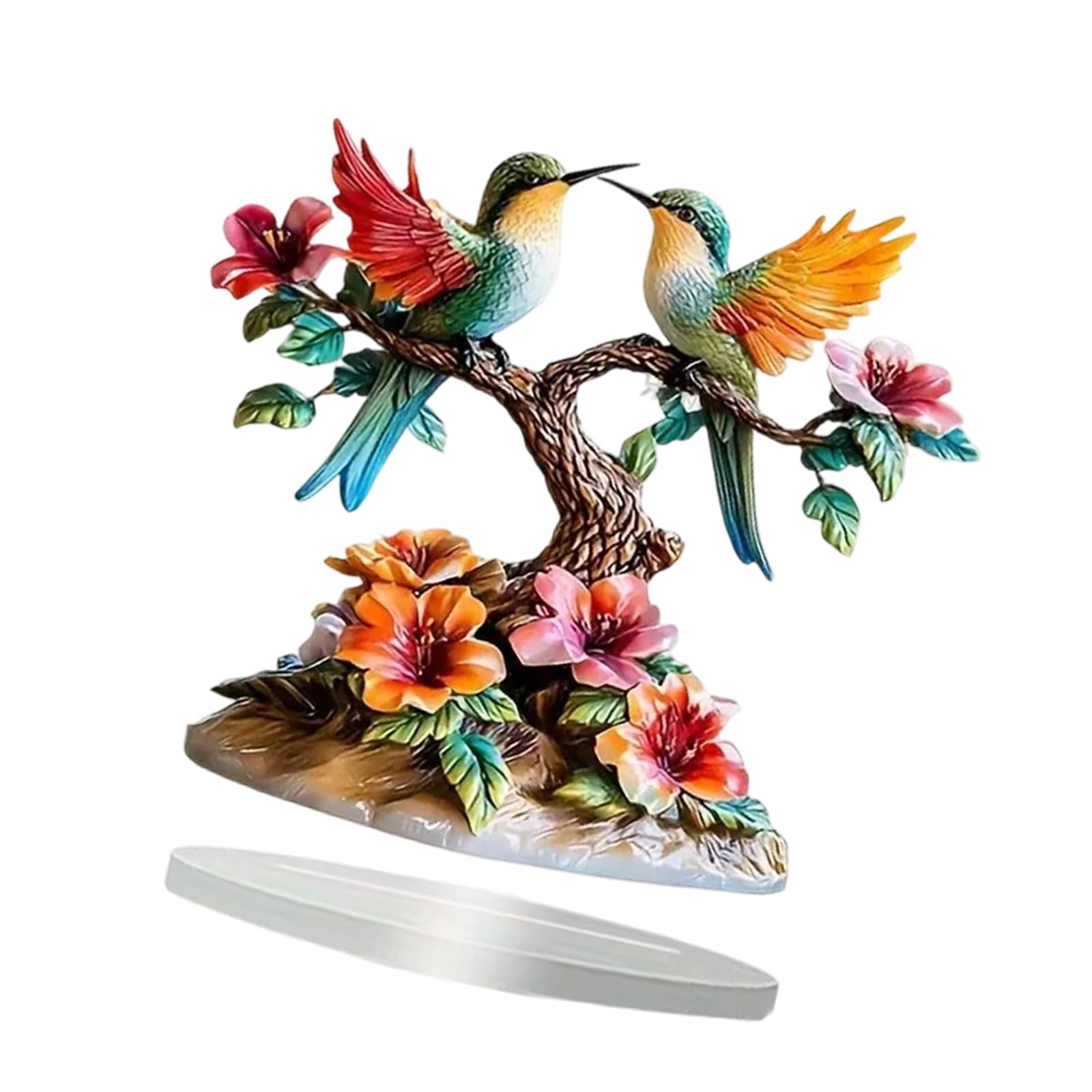 Lerpwige Acrylic Flower Branch Bird Statue Figurines Table Centerpieces Animal Sculptures Table Ornament Home Decors Animal Sculptures