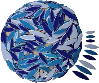 VerzTile Mosaic Tiles for Crafts - Petal Shaped Ceramic Tile Craft Hobbies & Art Projects 39 Color Options Endless Creativity DIY Design (Dark Blue Mix)