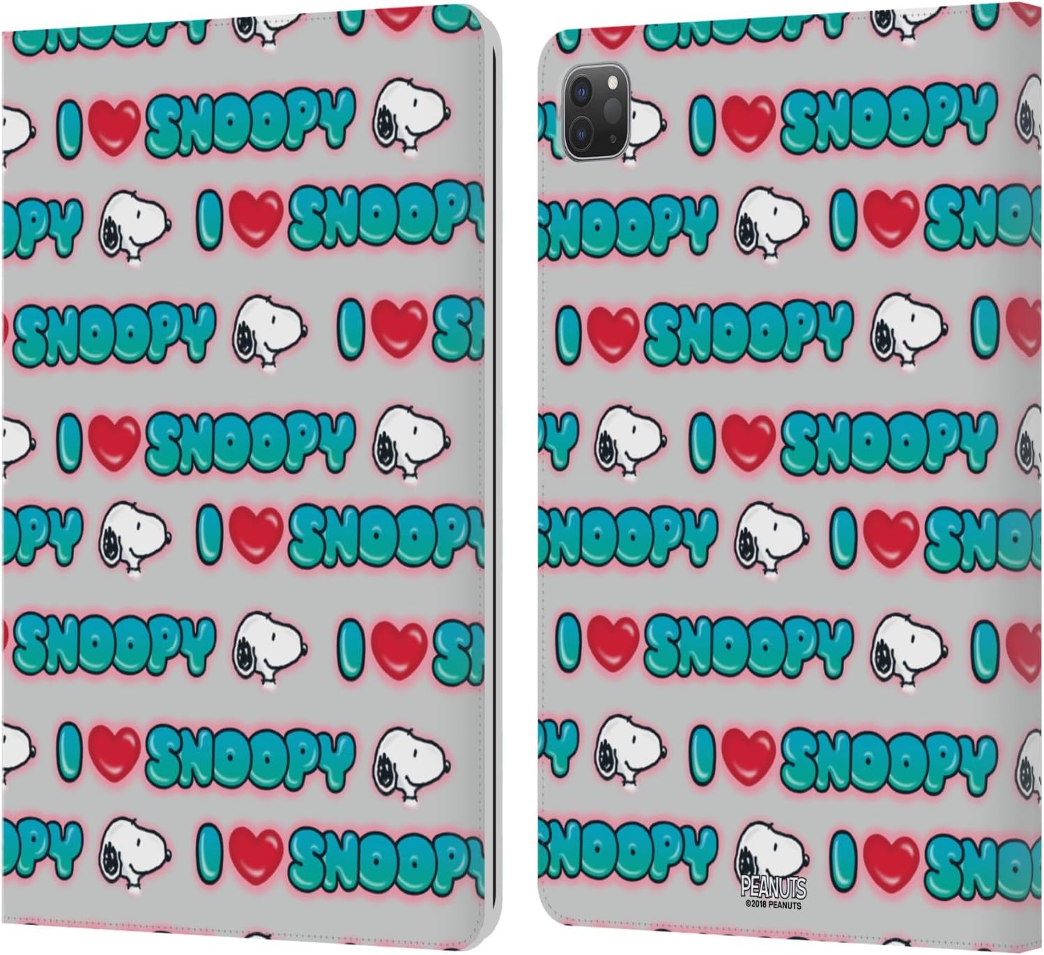 Head Case Designs Officially Licensed Peanuts I Love Pattern Snoopy Boardwalk Airbrush Leather Wallet Case Compatible with Apple iPad Pro 11 2020/2021 / 2022