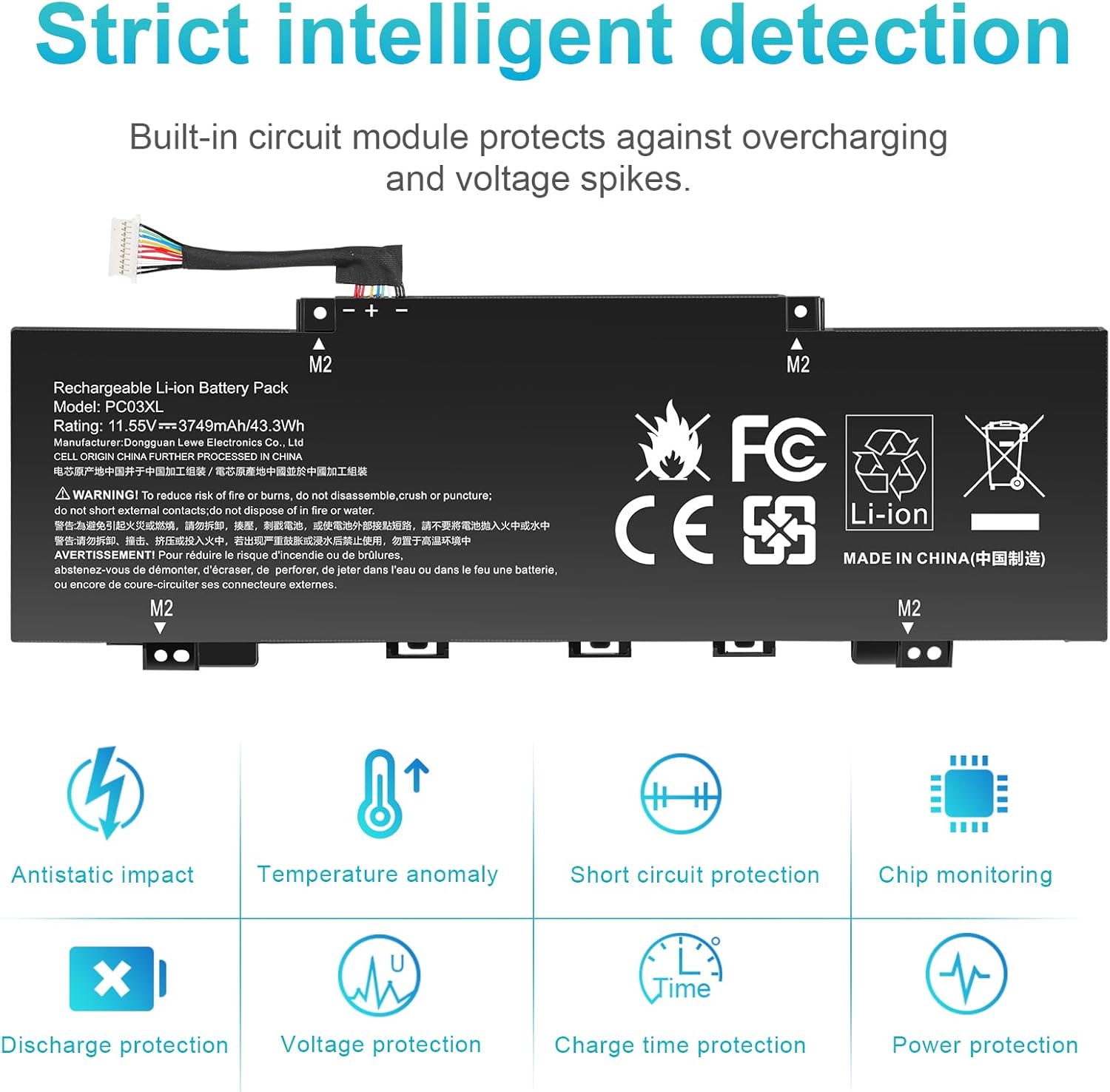 PC03XL Battery for HP Pavilion X360 14 15 14-DY 14-DH 14M-DY 14-BA 14-CD 14-EK 14-DW 15-ER Pavilion Aero 13-be Pavilion x360 Convertible 14-DY, HSTNN-OB1W M24421-271 M24421-AC1 PC03043XL M24648-005