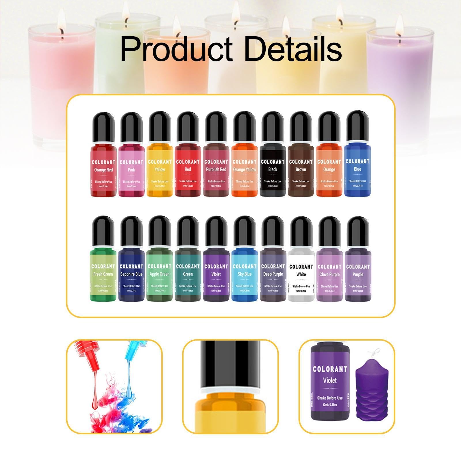 Amazon.co.jp: Colaxi 20個 ろうそく染料 10ml キャンドル液体染料