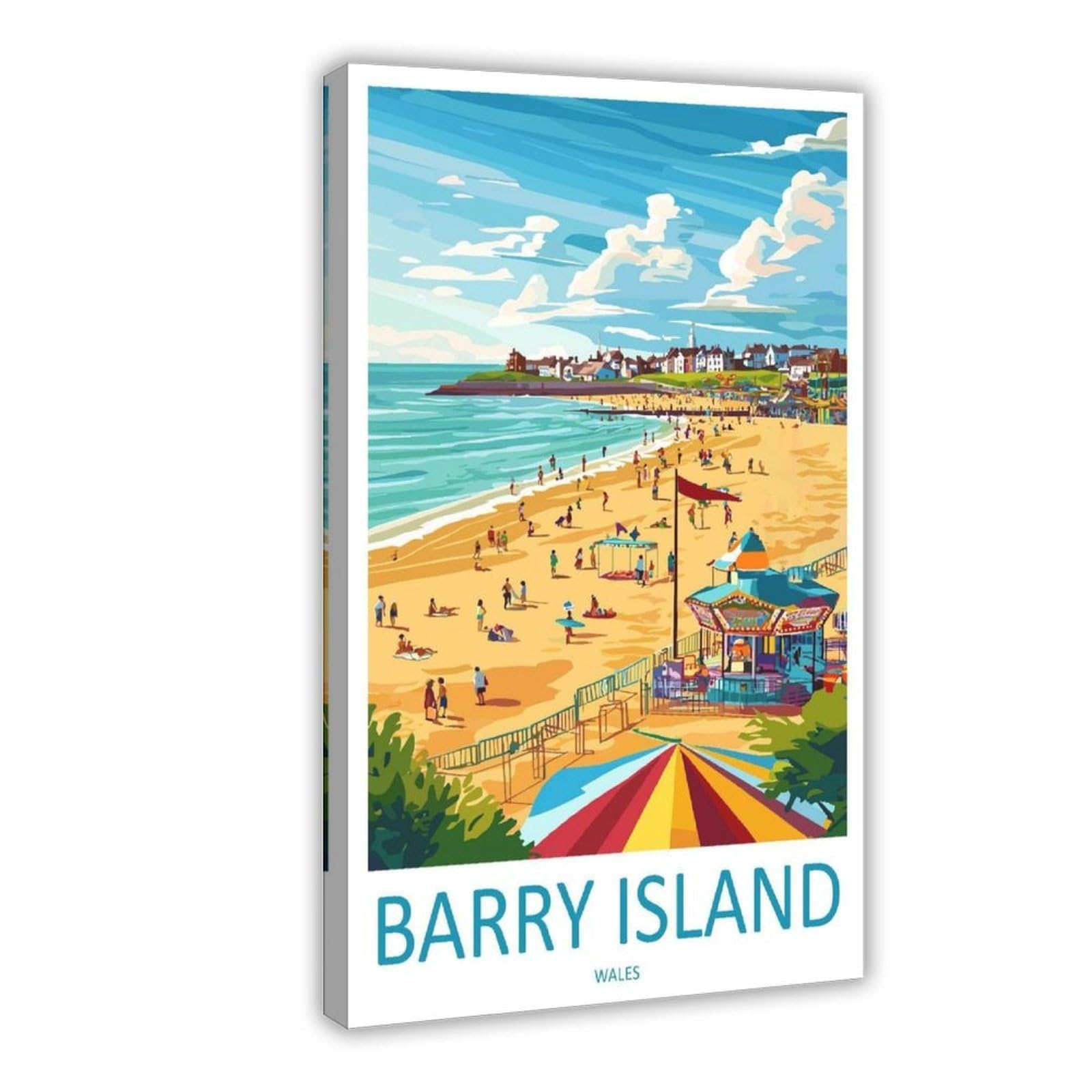 QOGDAF Barry Island Travel Scene Canvas Poster Bedroom Decor Landscape Office Room Decor Gift 08x12inch(20x30cm)
