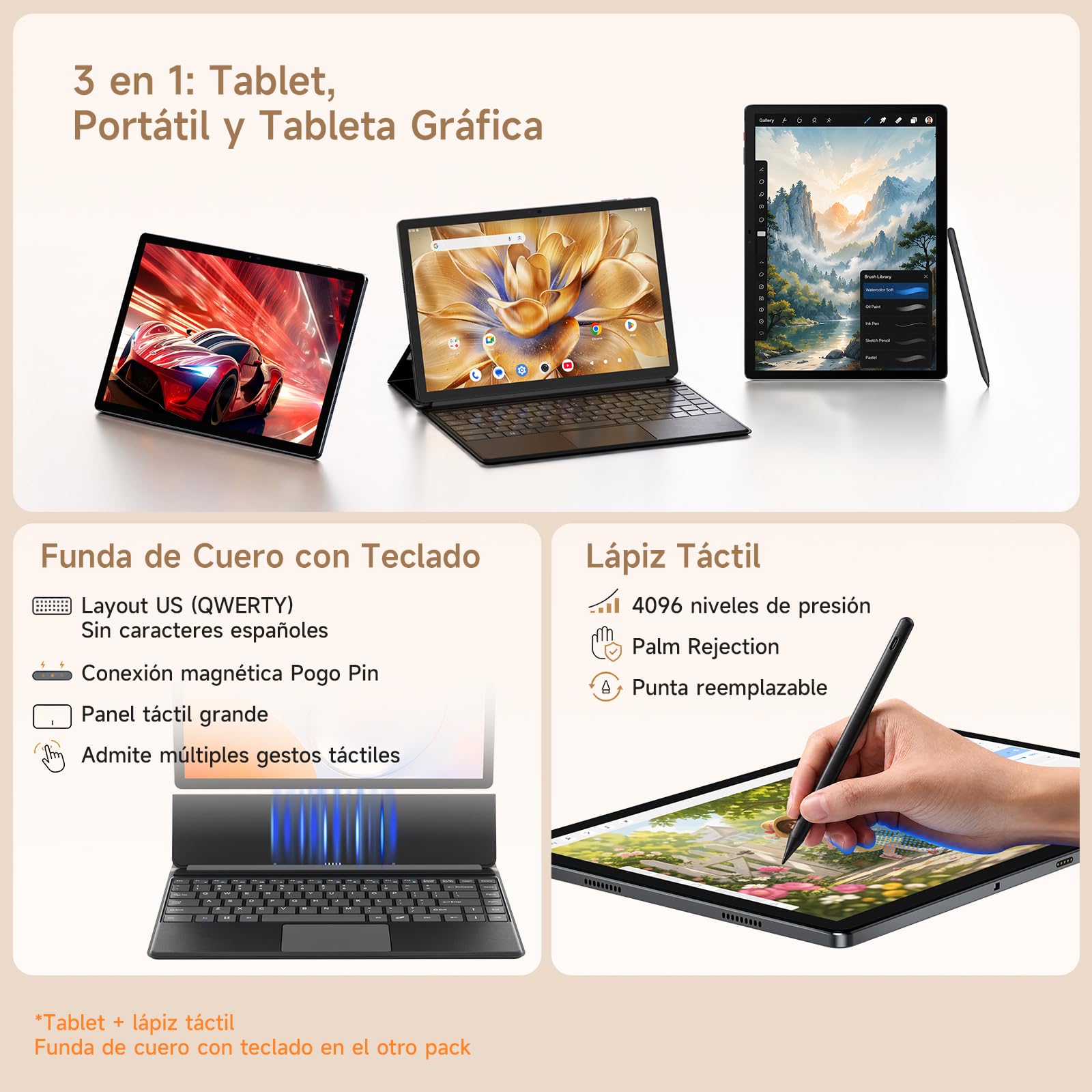 BMAX Tablet 13,3 Pulgadas con Lápiz Táctil, Android 16, 4G LTE, 28GB+128GB | Pantalla Mate Efecto Papel, Lápiz Táctil, 1920×1200 IPS, 12000mAh, Octa-Core, GMS, Widevine L1, Gemini AI, WiFi 5