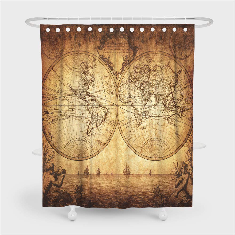 World Map Shower Curtains BaoNews Black World Map Decor Shower Curtain