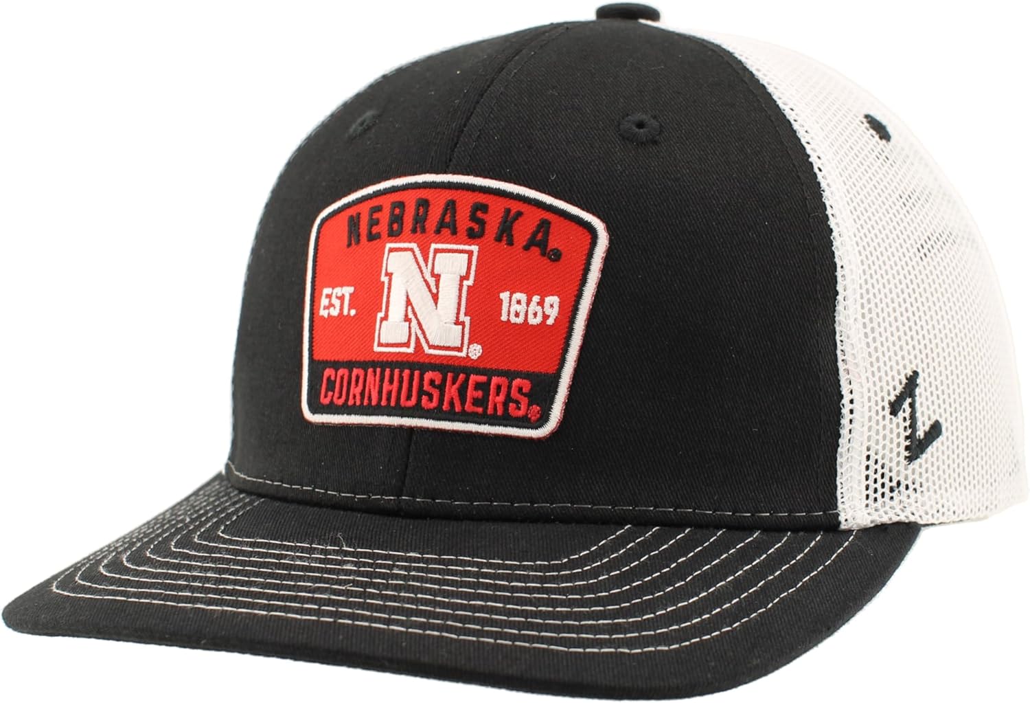 Nebraska Cornhuskers NCAA Officially Licensed Trucker Hat Dakota Switchback Patch Black White