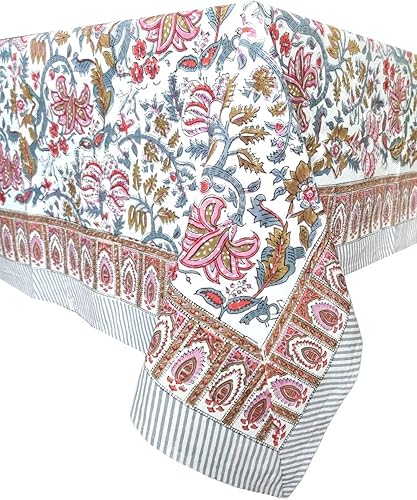 Miniatura 99 de ATOSII Amalfi - Mantel rectangular de otoño 100% algodón, bohemio, estampado a mano, para cocina, mesa de comedor, lino, decoración de otoño