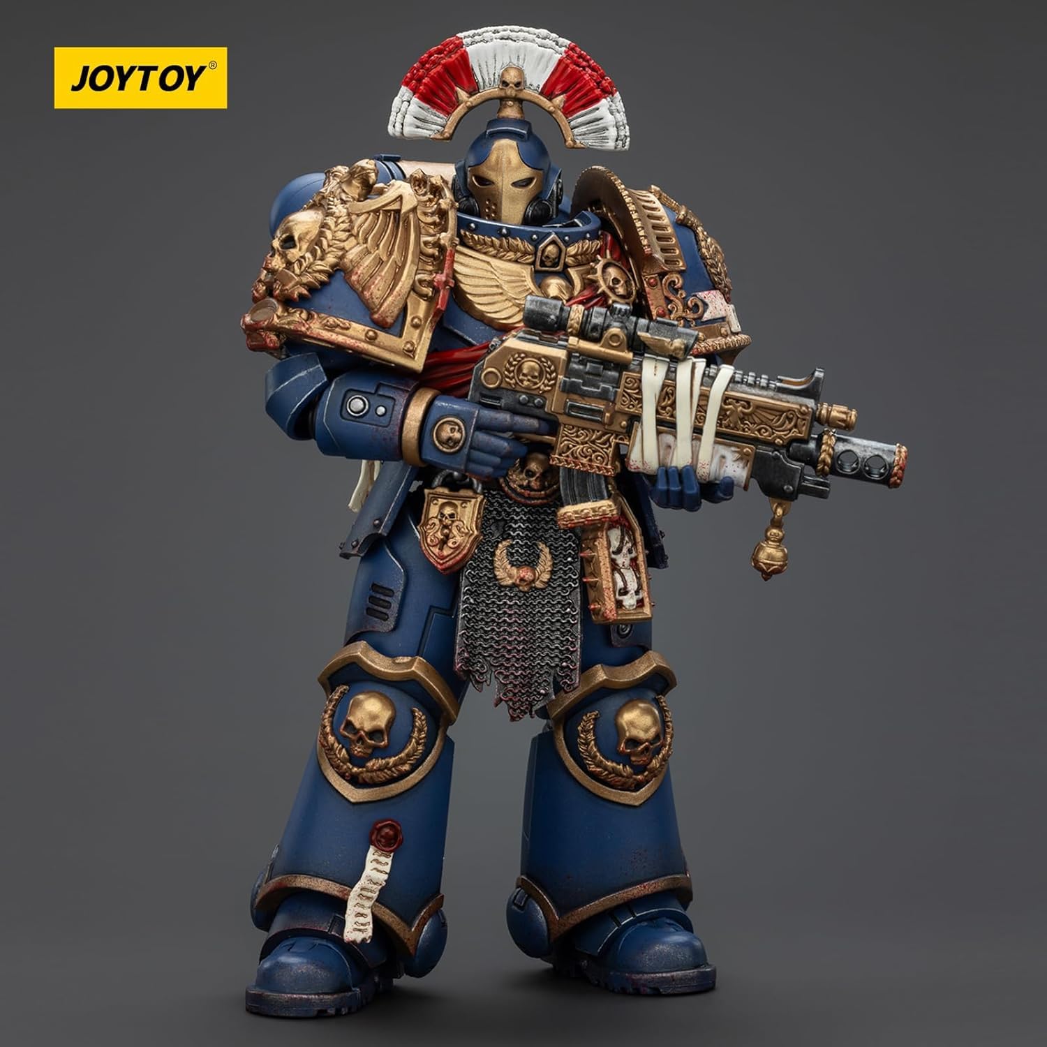 JOYTOY Warhammer 40 000 1/18 Ultramarines Relic Secundus pancerz z karabinem śrubowym, mieczem łańcuchowym i pistoletem śrubowym, 12,8 cm, zestawy kolekcjonerskich figurek akcji