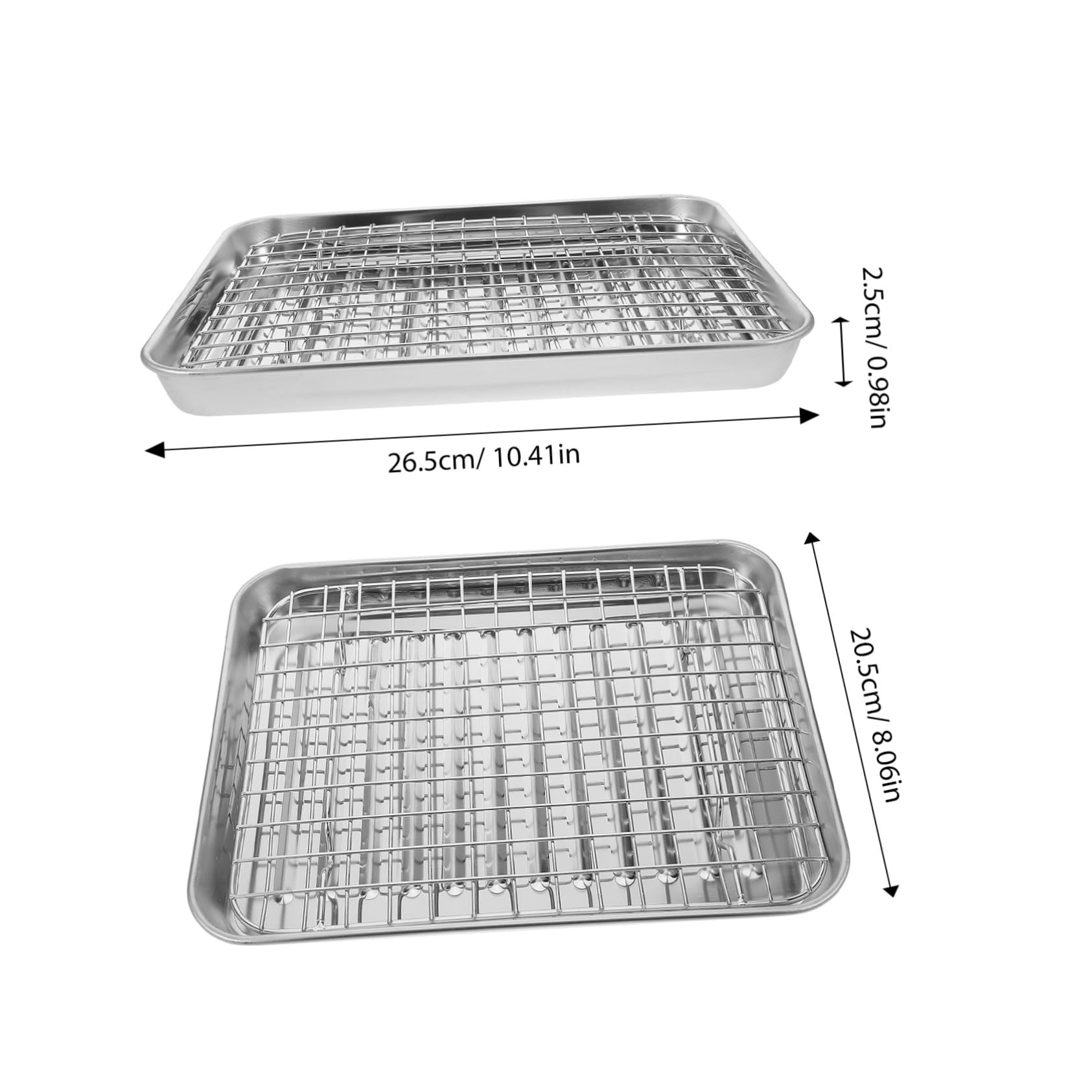 TOYANDONA Bandeja Horno Antiadherente Acero Inoxidable con Rejilla Enfriamiento para Asar y Hornear Casa y Restaurante Resistente y Ligero