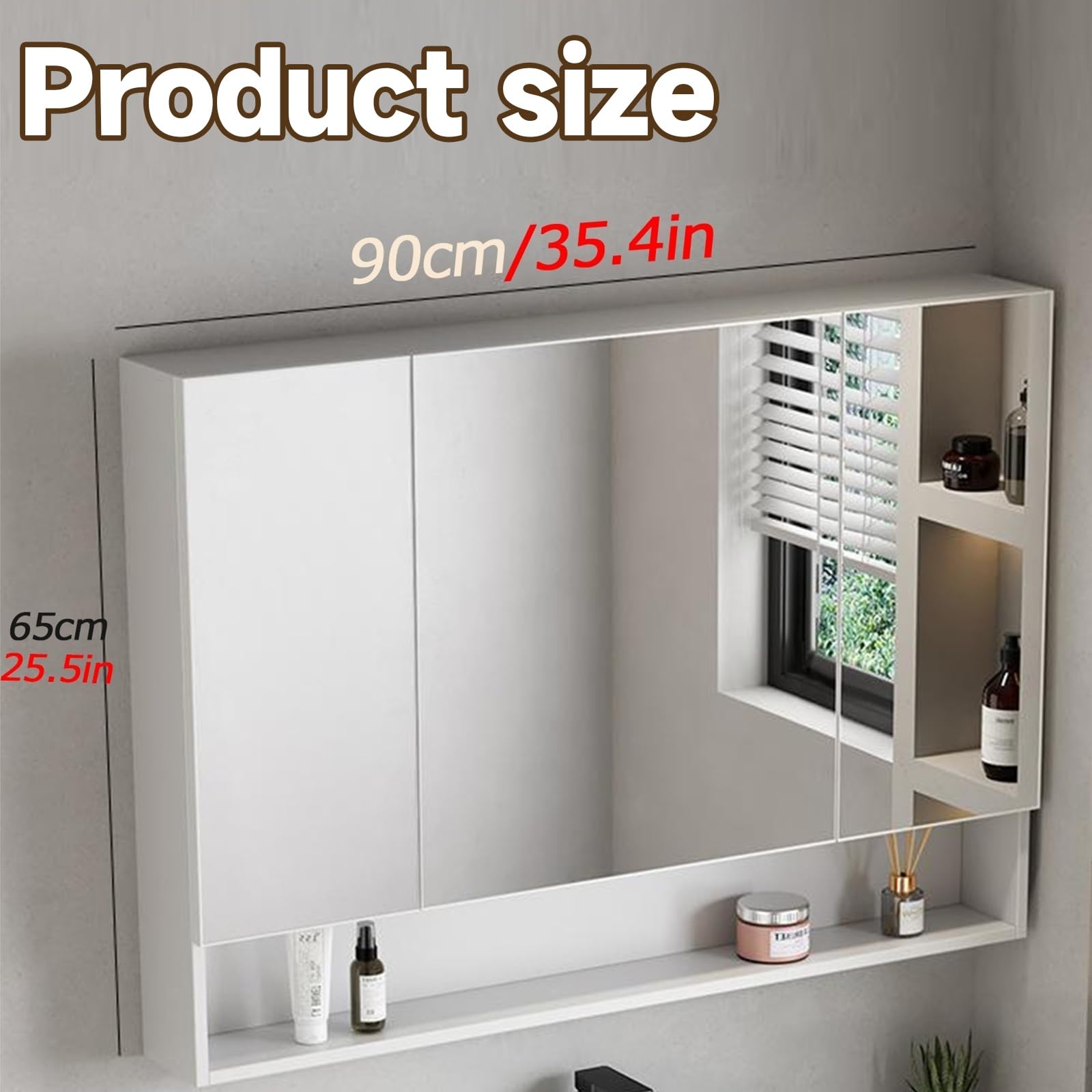 YFAURNDE - Armadietto da bagno salvaspazio da parete, per cosmetici, Smart Touch, con ripiani in resina a pressione, colore: grigio chiaro