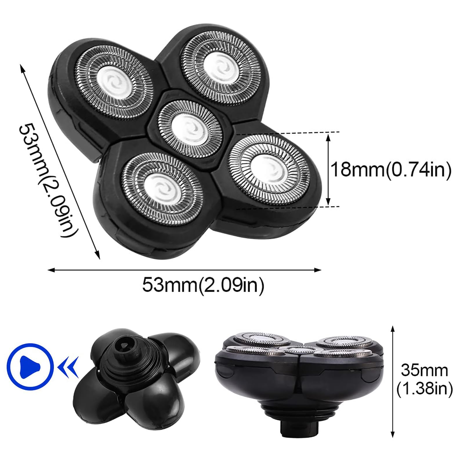 XFP 5 Head Shavers for Bald Men,Head Shaver Replacement Heads,Head Blade for Bald Men Replacement Blades,Head and Face Electric Razor Shaver Head Tool,Not Fit for Remington Razors Razors[3 Pack]