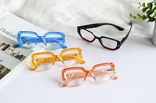Miniatura 3 de LUR Gafas de lectura para mujer - 4 pares de lectores de moda para mujer +0.50