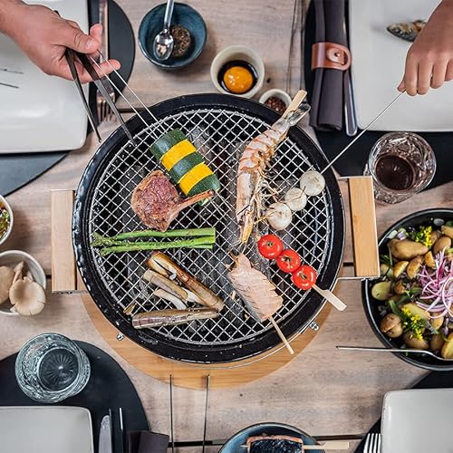 Cnjerryxd Round Table Ceramic Grill Garden Outdoor Camping Portable Ambience Bbq Grill (13.4 Inch) #TOP2