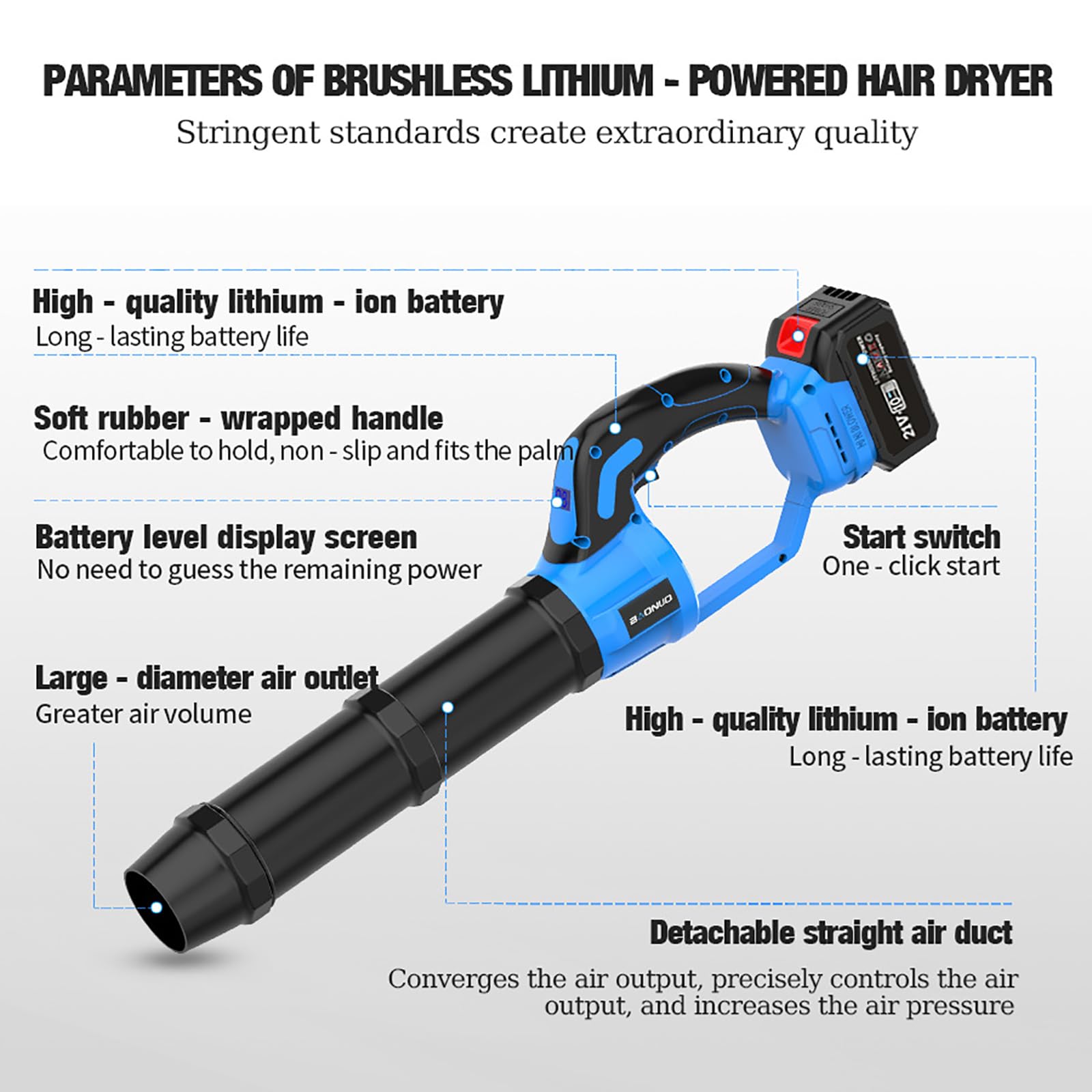 Aspiratore e trituratore per foglie, batteria da 4000 mAh, leggero 18300 giri/min, per la cura del prato, il patio, la pulizia del cortile, la rimozione di polvere e neve