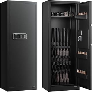 VEVOR Gewehrschrank Langwaffenschrank Gewehrtresor für 6-8 Gewehre, Gewehrtresor mit 3 Munitionsfächern & 2 verstellbaren Regalen, Waffenschrank mit Schlüssel & Passwortschloss
