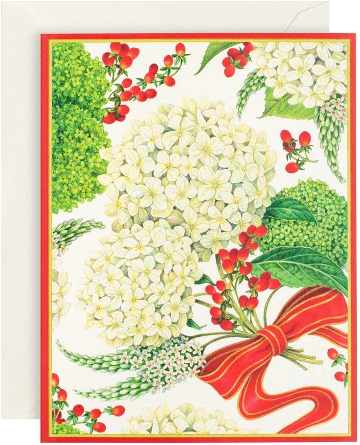Caspari Hydrangea Large Boxed Christmas Cards - 32 Cards & Envelopes