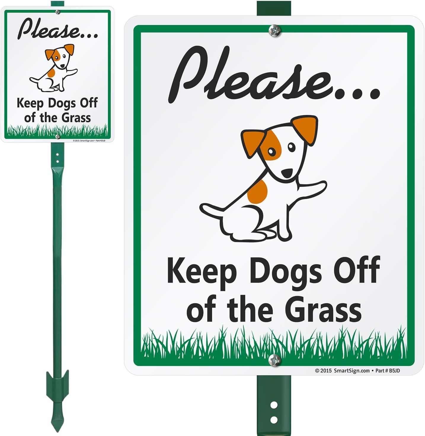 SmartSign 12 x 10 inch “Please Keep Dogs Off The Grass” LawnBoss Yard Sign with 3 foot Stake, 40 mil Laminated Rustproof Aluminum, Multicolor, Set of 1