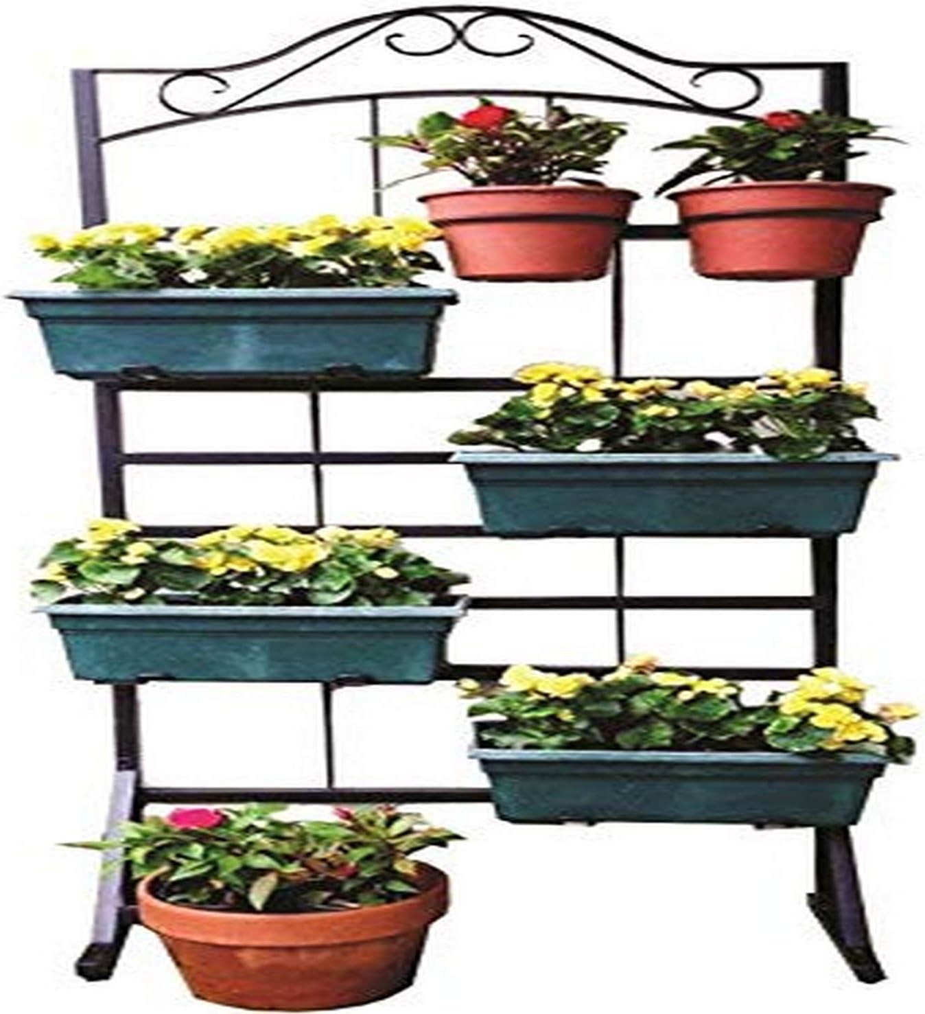 Deer Park Ironworks RN124B Deer Park Vertical Plant Stand (Black) River North Collection, 32" W x 20" D x 72" H