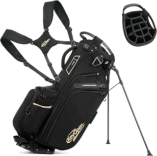 Lightweight Golf Stand Bag, 14 Way Golf Bags with Full Length Dividers for Men Women, Encrypted 900D Weather-Proof Club Carry Bag with Ergonomic Dual Strap, Cooler Pockets, 9 Pockets