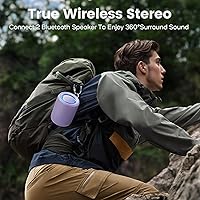 Vista 4 de Altavoz Bluetooth inalámbrico, IP67 impermeable y a prueba de polvo altavoz portátil con luces, sonido estéreo fuerte de 15 W, batería de 2500 mAh