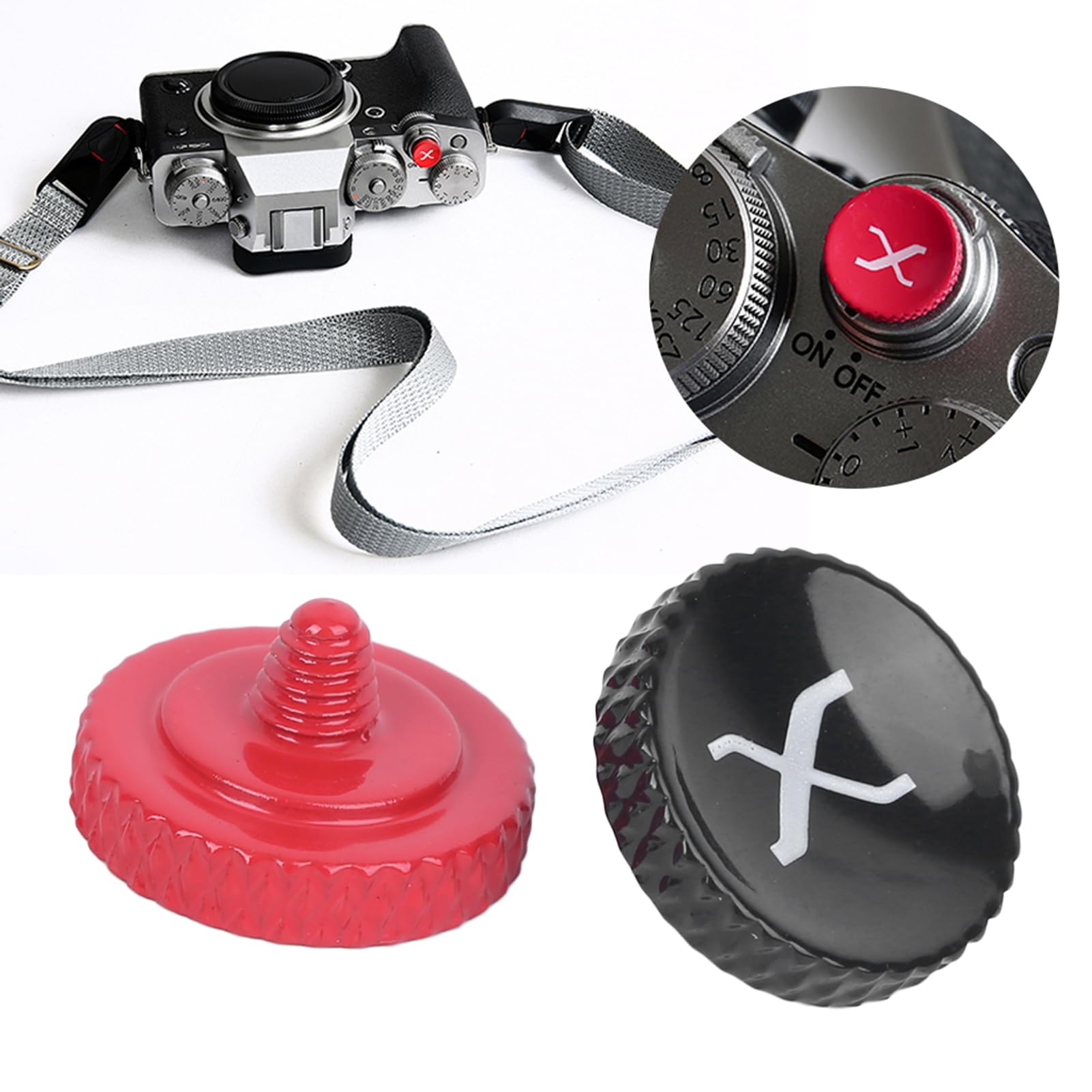 Leapiture Black Red Camera Shutter Buttons Shutter Release Buttons Paint Spraying Treatment for X Series Cameras with Rubber Ring