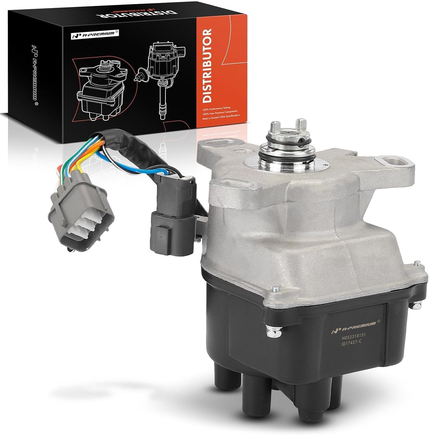 A-Premium Electronic Distributor with Cap and Rotor Compatible with Honda Civic (CX/DX/LX Model) 1992-1995, Civic del Sol (S Model) 1993-1995, 1.5L 4 Cyl