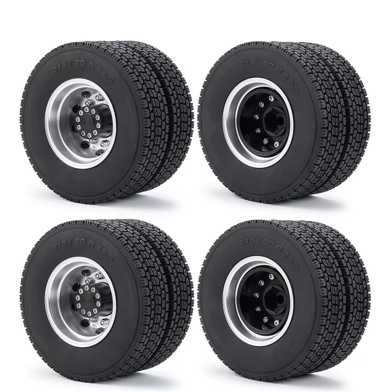 RC-Autoteile Zubehör Für Tamiya 4 Stück 1/14 RC Auto Traktor LKW Anhänger Fracht LKW Räder Teile Hinterrad Felgennabe Und Gummireifen Kit