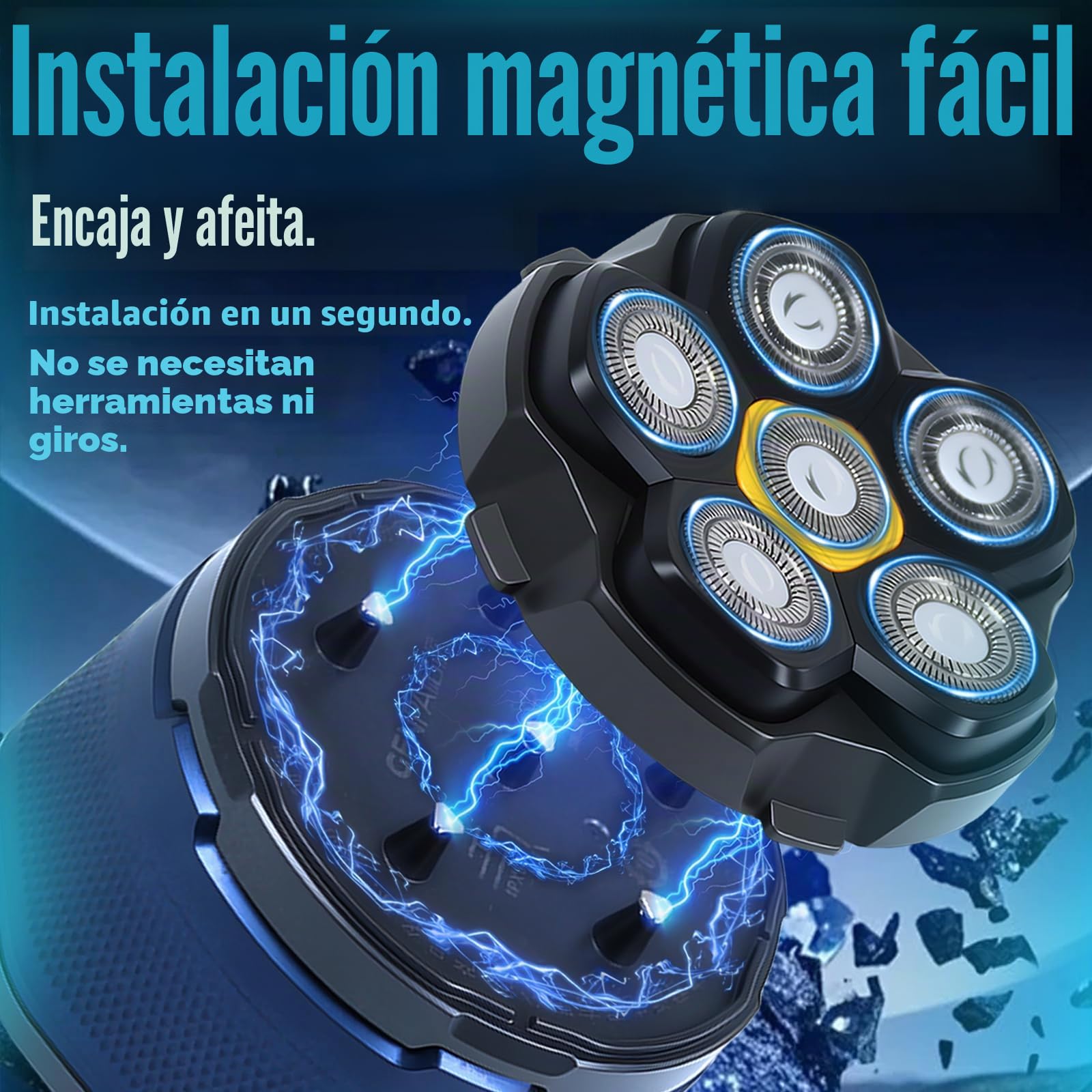Cabezales de afeitar magnéticos de 6 cuchillas de repuesto para muchas máquinas de afeitar eléctricas magnéticas 6D, compatibles con DOAO, Kensen, JoyKoi y Kibiy. (3 piezas)