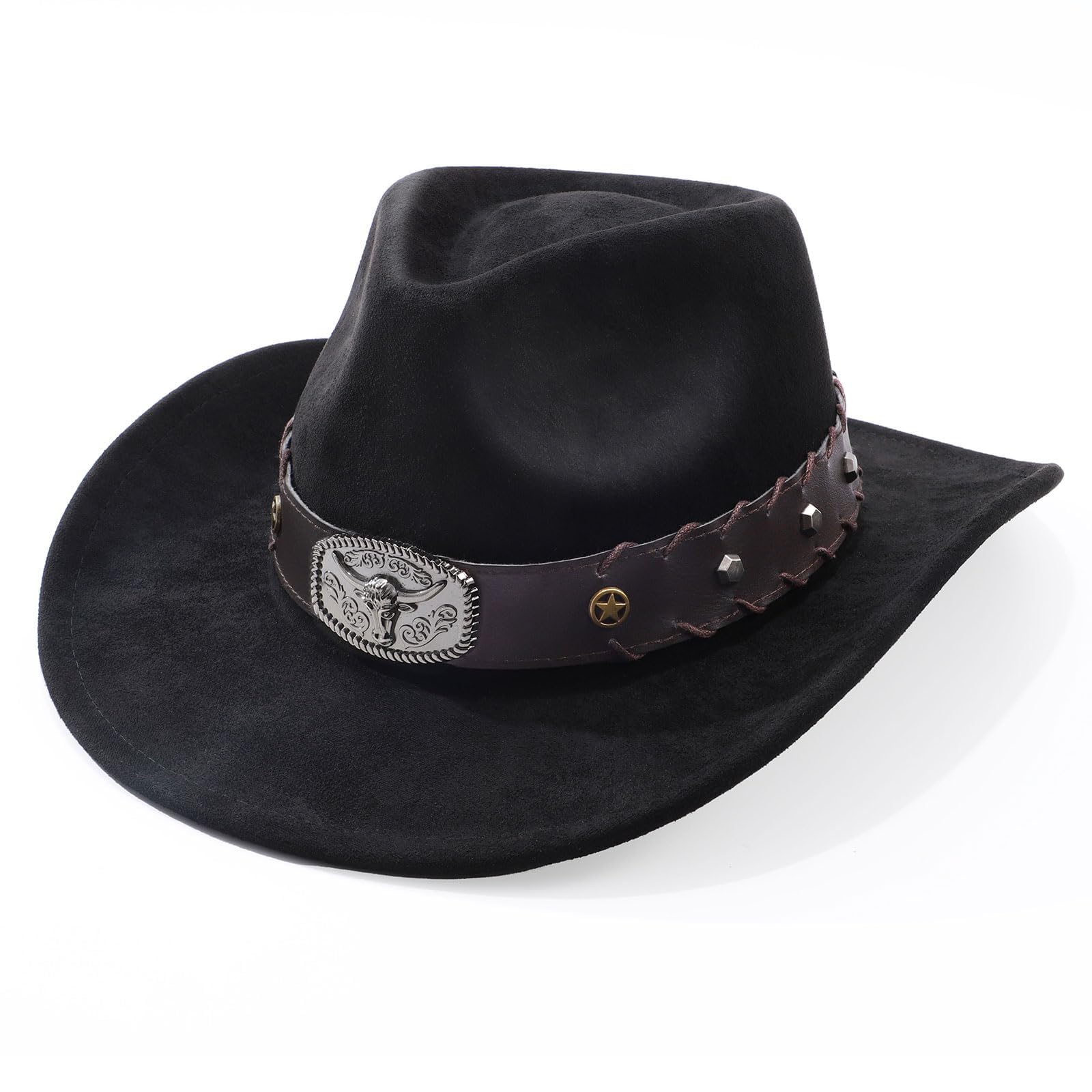 Cowboy Hats for Men and Women, Wide Brim Felt Hats, Western Leather Cowboy Hats, Cowgirl Hat, Ideal for Western Style, Outdoor Events, and Gifts for Lovers