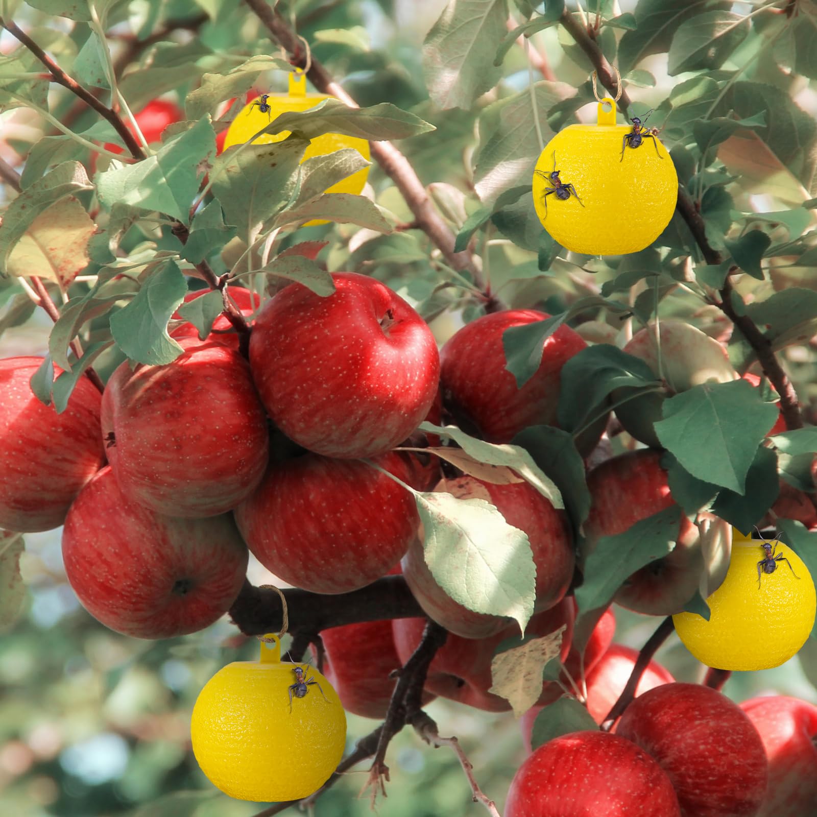 Qualirey 10 bolas adhesivas para atrapar moscas de la fruta, bola adhesiva para atrapar moscas, moscas, mosquitos, avispas, insectos, insectos voladores, trampas de bolas de trampa (amarillo)