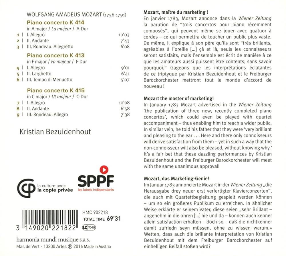 Kristian Bezuidenhout - Piano Concertos K413-415 - Amazon