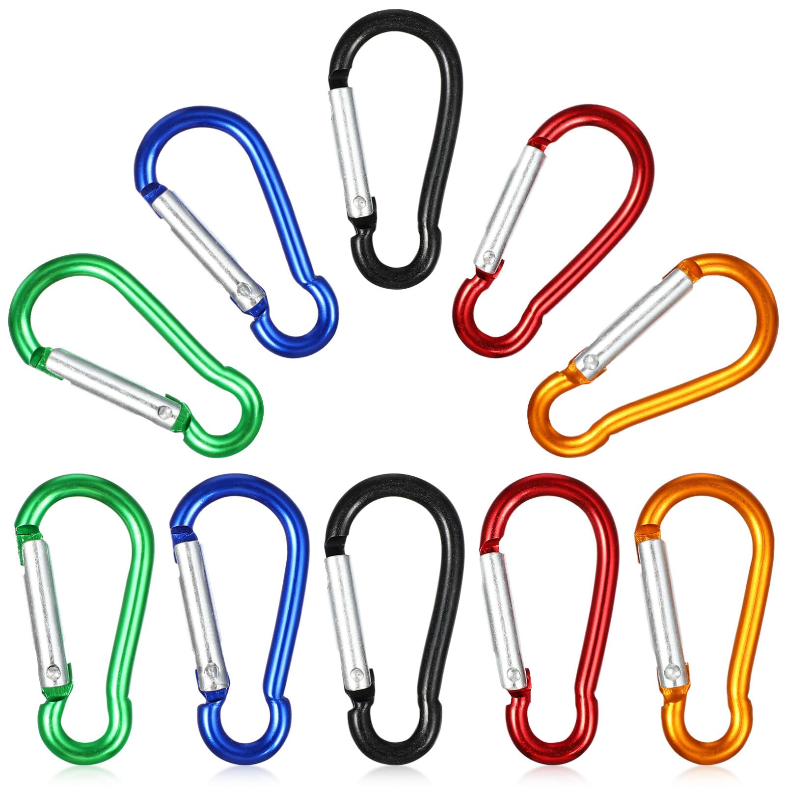 Mosquetones Dobles Giratorios 360° - Pack De 4 Unidades, Color Negro, Para Mochilas, Camping Y Exterior