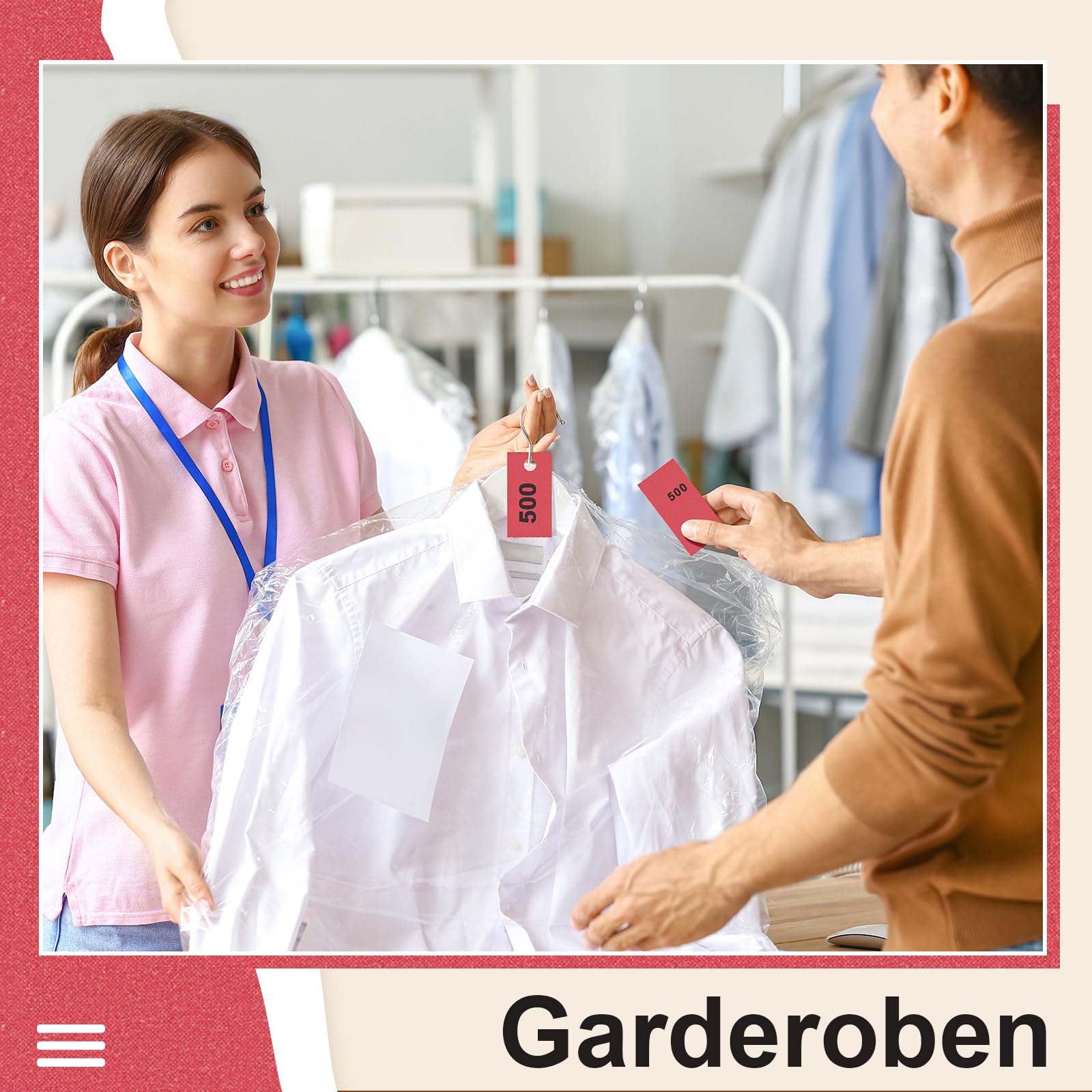 Nezyo Biglietti Numerati da 1 a 500 Per Guardaroba, Sartoria, Calzoleria, Lavanderia a Secco, Reception, Gala (Rosso)