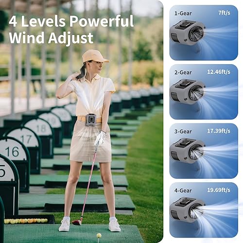 Miniatura 3 de Socool - Ventilador de cintura portátil con clip en el cinturón portátil de 5000 mAh, ventiladores personales recargables, ventilador de camisa de