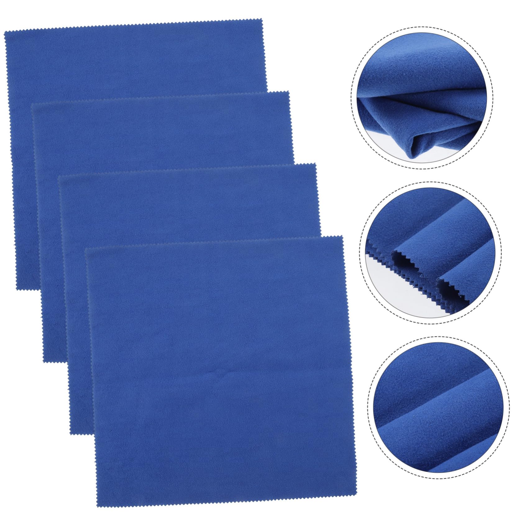 ibasenice Cleaning Cloths for Guitar Violin Piano Clarinet 4 Pack Blue Dual-sided Wiping Cloth