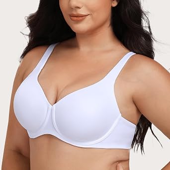 MELENECA Women's Plus Size Minimizer Underwire Full Coverage Unlined Seamless Cup Bras