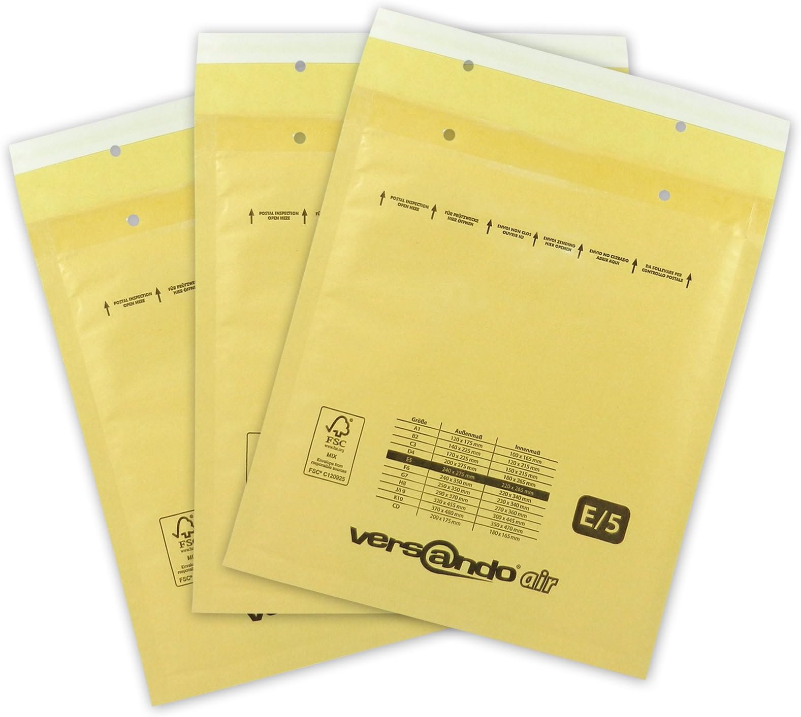 Versando LUPOWA 100 bubble lined padded envelopes 240 x 275mm Outside - braun / gold