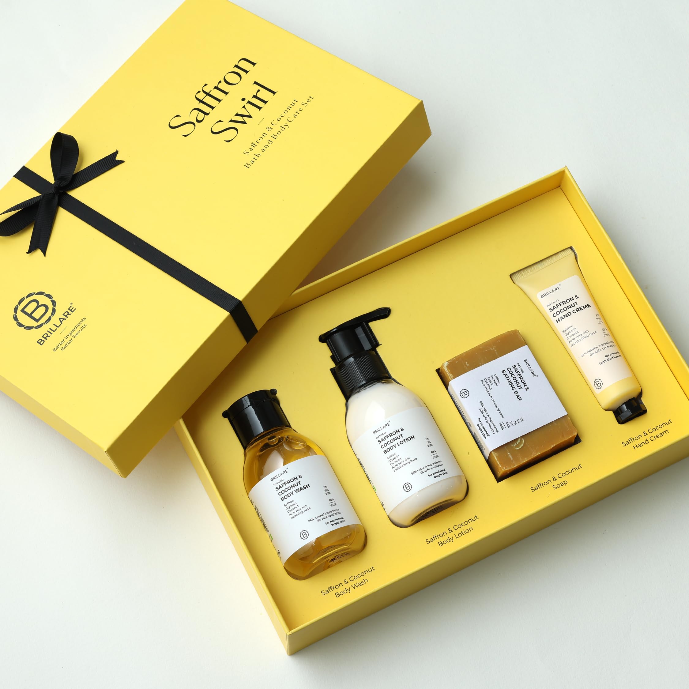 Brillare Saffron Swirl Gift Box | Saffron Body Wash, Saffron Body Scrub, Saffron Face Wash, Saffron Face Scrub | Healing & Rejuvenating Skincare For All Skin Types | Ideal Gift For Birthdays, Anniversaries & Special Occasions (Pack of 4)-picture-46