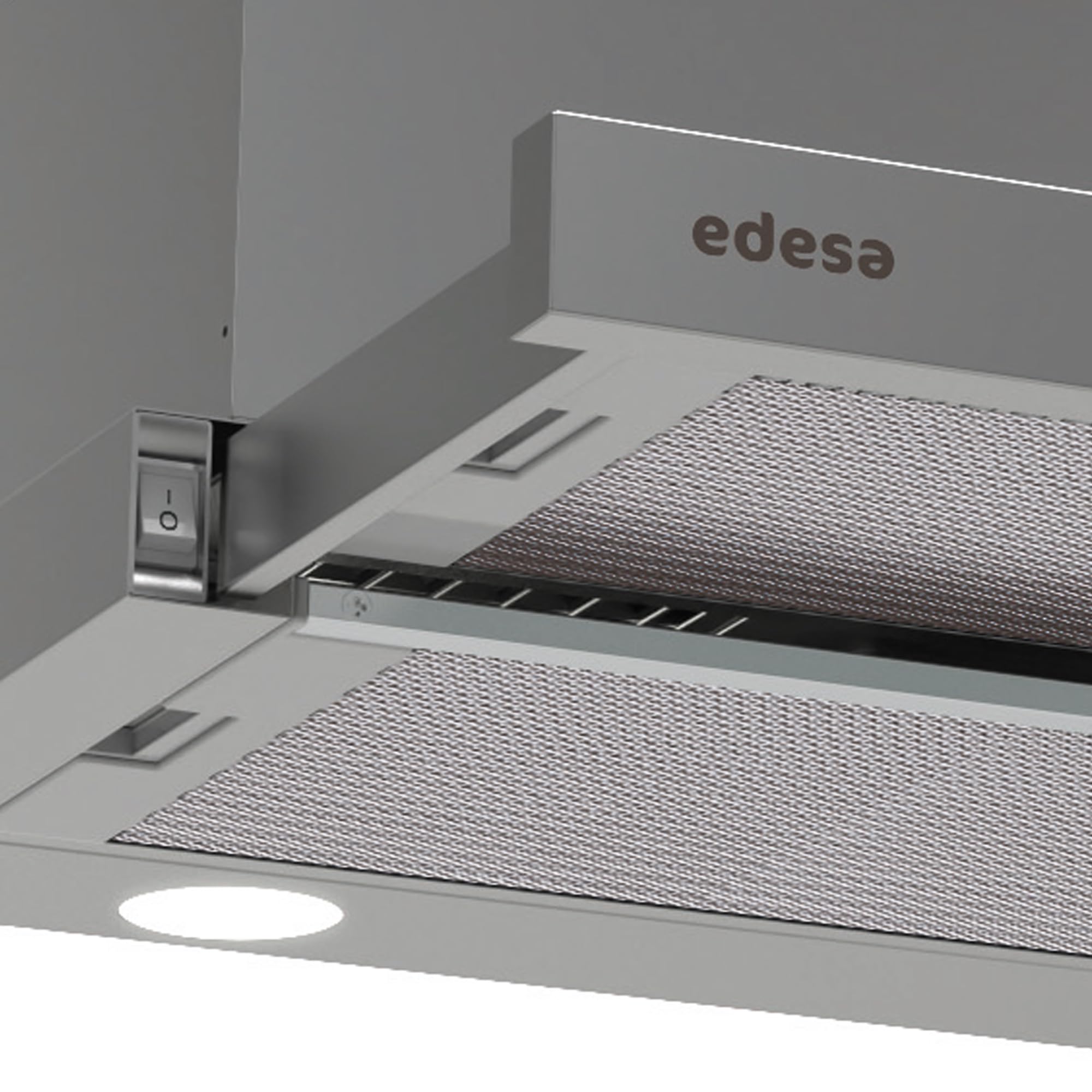 Edesa ECT-6411 X Campana Extractora Telescópica de 60 cm, 390 m³/h, 2 Velocidades, Mandos Mecánicos, Iluminación LED, Filtros Lavables, Clase C, Acero Inoxidable