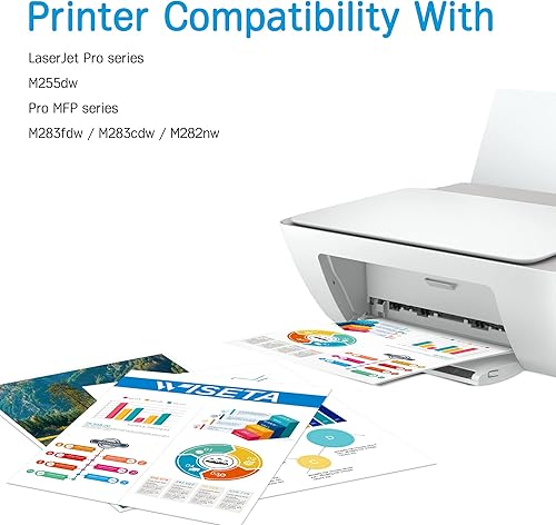 Miniatura 9 de WISETA Paquete de 4 cartuchos de tóner 206A con chip, repuesto compatible para impresora HP 206X Set Color Laserjet Pro MFP M283fdw, M283cdw, M255dw